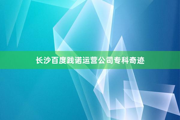 长沙百度践诺运营公司专科奇迹